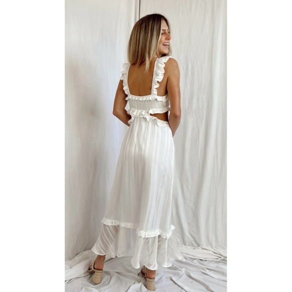 Show Me Your MuMu Lane White Midi Dress Bridal Summer Coquette Small - Picture 2 of 5